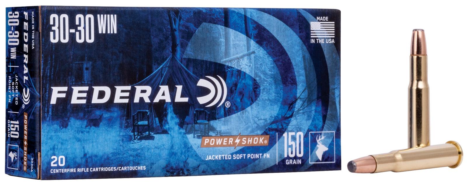 Federal 3030A Power-Shok 30-30Win 150gr Jacketed Soft Point 20 Per Box/10 Case