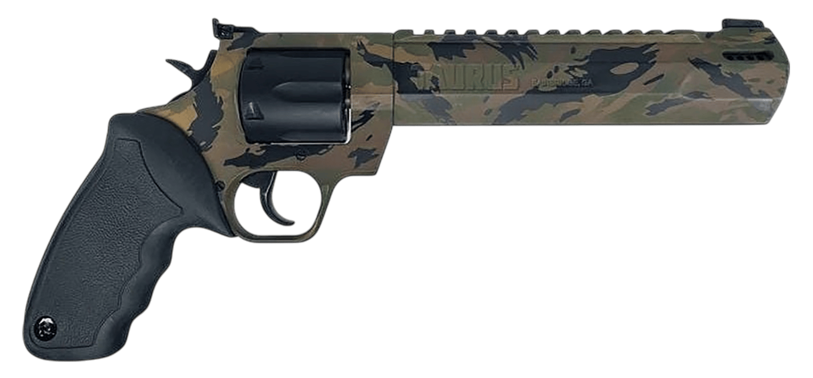 Taurus 2-357081RH-DTSC Raging Hunter Large 357 Mag/38 Special +P 7 Shot 8.37" Camo Picatinny Rail/Ported Barrel, Matte Black Cylinder, Camo Alloy Steel Frame, Transfer Bar Safety, Exposed Hammer