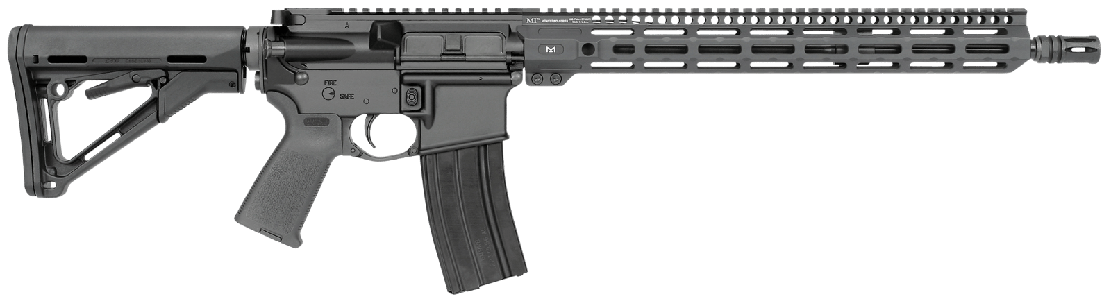 Midwest Industries MIFN16CRM15 Lightweight 223 Wylde 16" 30+1 Black Hard Coat Anodized Rec with 16" M-Lok Black 6 Position Magpul CTR Stock Black Magpul MOE Grip Right Hand