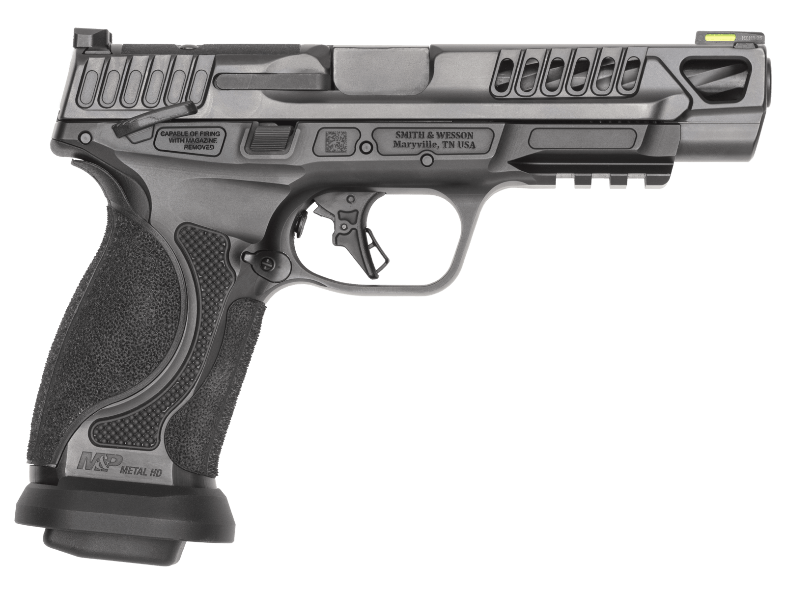 Smith & Wesson 14069 M&P M2.0 Competitor HD 9mm Luger 17+1 5" Overall Black Armornite Stainless Steel Spiral Fluted Barrel, Lightening Cut/Optic Ready/Serrated Slide & Stainless Steel Frame w/Picatinn