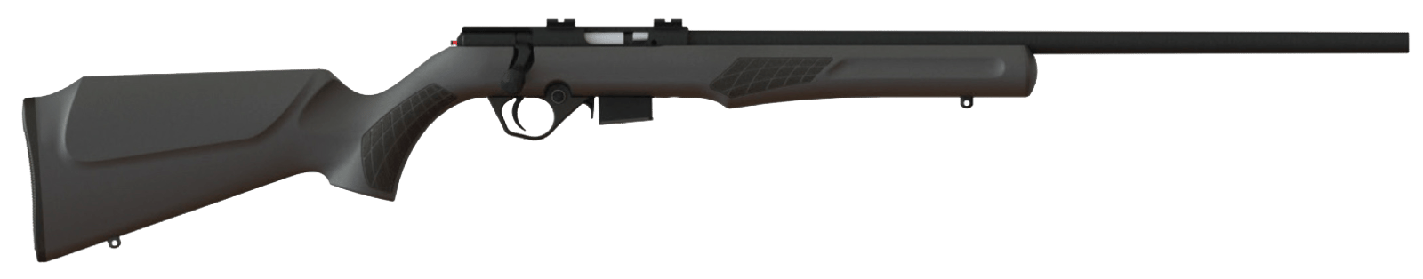 Rossi RB17H2111 RB17 Full Size 17 HMR 5+1, 21" Matte Black Button Rifled Free Floating Steel Barrel, Matte Black Stainless Steel Receiver, Black Fixed Monte Carlo Stock, Right Hand