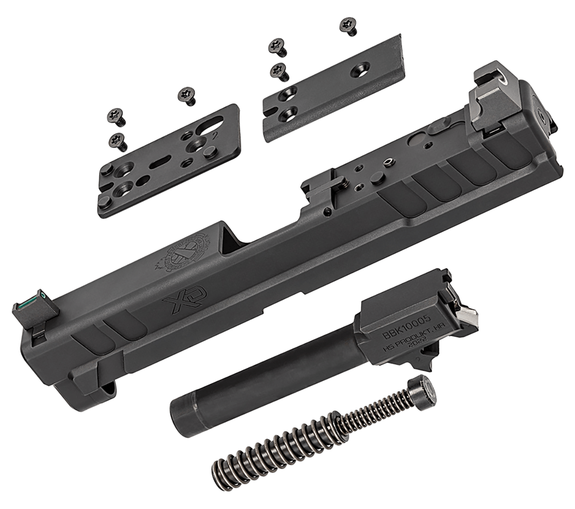 Springfield Armory XD4902 XD OSP 9mm Luger 4" Barrel, Black Steel Slide for Springfield XD with Optics Cut, Suppressor Height Night Sights, Includes Cover Plates