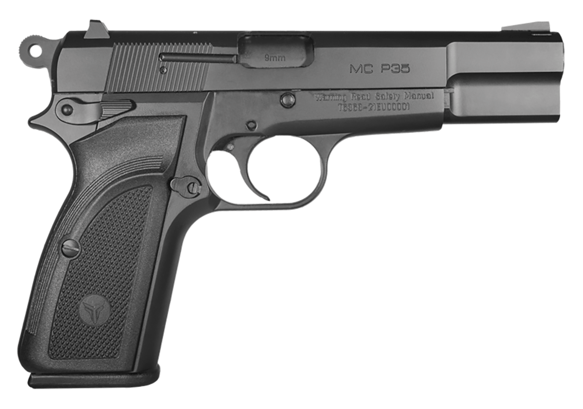 EAA GIRSAN 390450 MC P35 9mm Luger 15+1, 4.87" Black Steel Barrel, Black Serrated Steel Slide, Matte Black Steel Frame Black, Checkered Polymer Grip, Ambidextrous