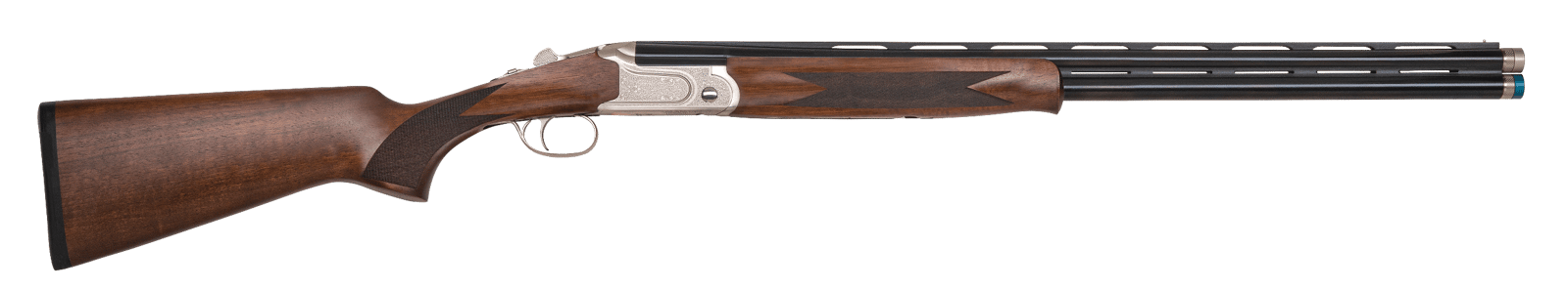 Mossberg 75480 Gold Reserve Full Size 410 Bore Break Open 3" 2rd 26" Blue Polished Vent Rib Barrel, Silver Polished Engraved Stainless Steel Receiver, Black Grade A Walnut Fixed Stock, Right Hand