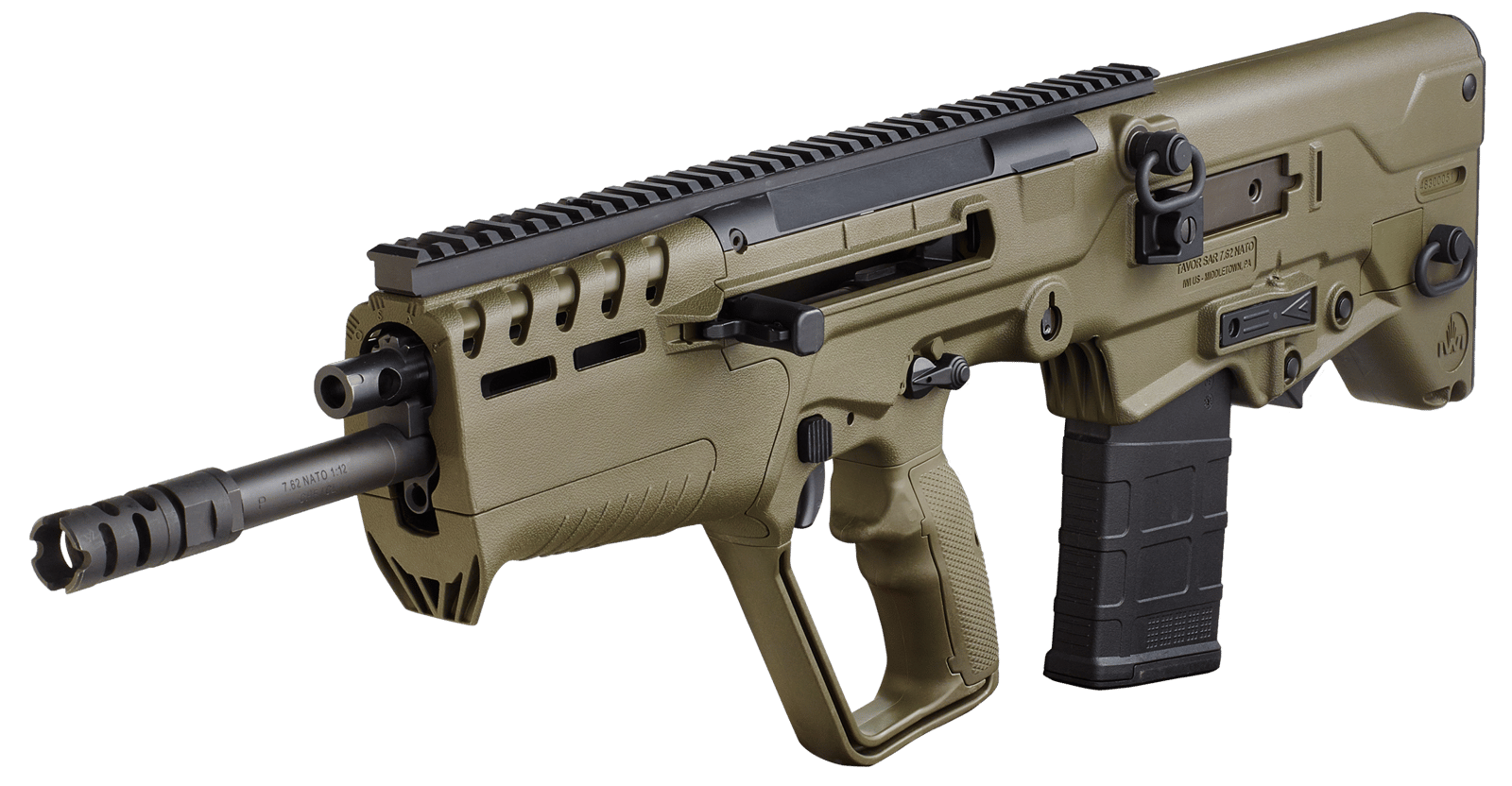 IWI US T7G16 Tavor 7 7.62x51mm NATO Caliber with 16.50" Barrel, 20+1 Capacity, OD Green Metal Finish, OD Green Fixed Bullpup Stock & Polymer Grip Right Hand