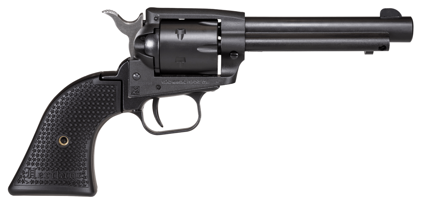 Heritage Mfg SRR22BS4PG Rough Rider 22 LR 6 Shot, 4.75" Black Satin Steel Barrel, Frame & Cylinder, Black Polymer Grip, Manual Thumb Safety, Exposed Hammer