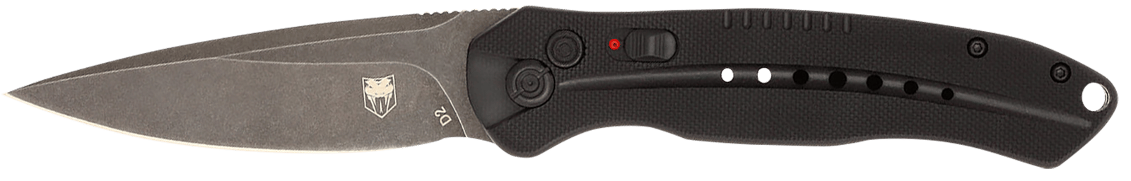 CobraTec Knives BLKDIABLOAUTO Diablo 3.50" Folding Black Stonewashed D2 Steel Blade, 4.75" Black Textured G10 Scales Handle
