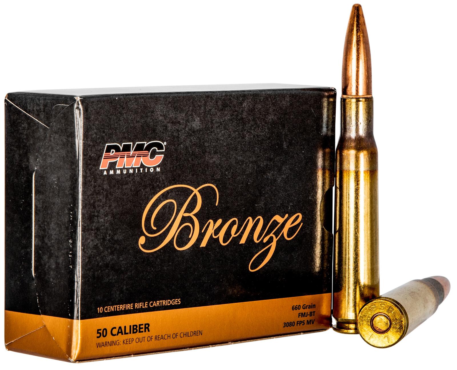 PMC 50A Bronze 50BMG 660gr Full Metal Jacket Boat Tail 10 Per Box/20 Case