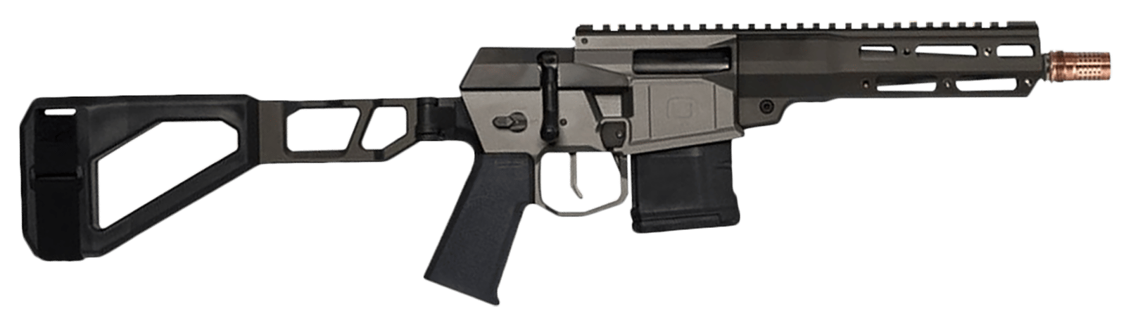 Q LLC MINIFIX300BLK8PST Mini Fix 300 Blackout 30+1 8" Black Anodized Tapered Threaded Barrel, Q-Sert Free-Float Handguards, Picatinny Rail Receiver, Black SBA3 Brace, Black Polymer Grips