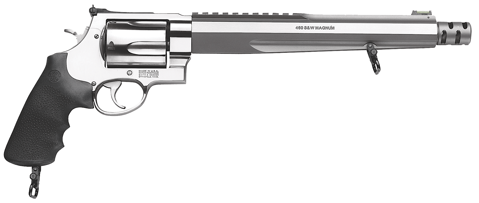 Smith & Wesson 170262 Performance Center Model 460 XVR 460 S&W Mag 5rd 10.50" with Rail Barrel Overall Stainless Stainless Steel with Black Polymer Grip Includes Muzzle Brake