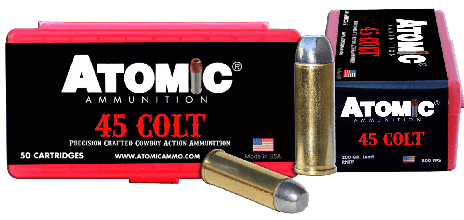 Atomic Ammunition 00434 Cowboy Action Precision Craft 45Colt 200gr Lead Round Nose Flat Point 50 Per Box/10 Case