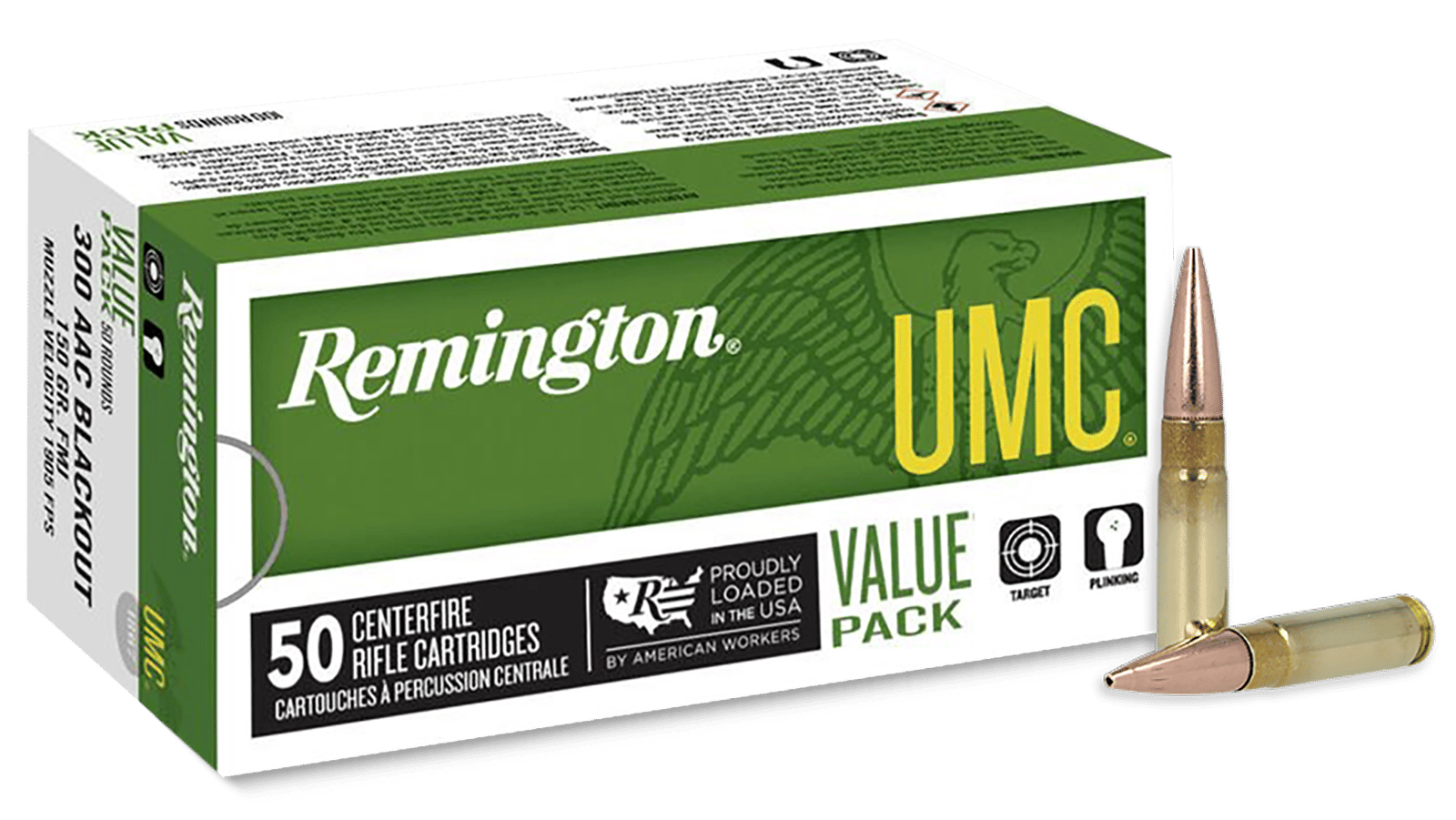 Remington Ammunition 26855 UMC 300Blackout 150gr Full Metal Jacket 50 Per Box/8 Case