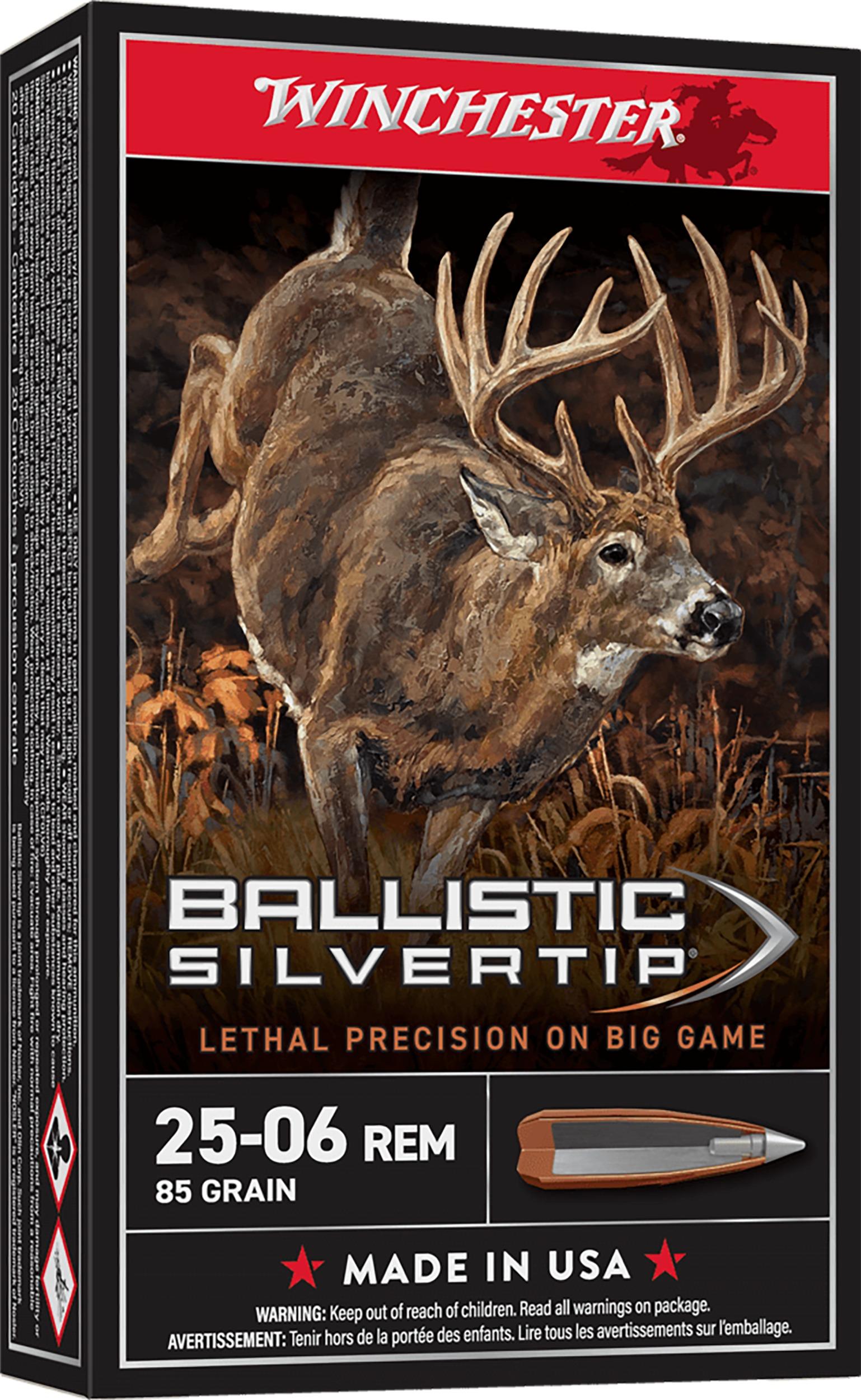 Winchester Ammo SBST2506A Ballistic Silvertip 25-06Rem 85gr Fragmenting Polymer Tip 20 Per Box/10 Case