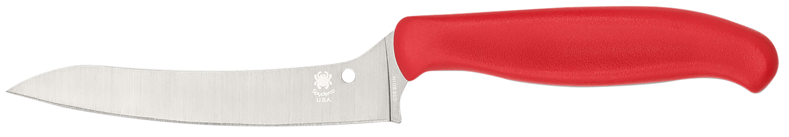 Spyderco K14PRD Z-Cut Pointed 4.40" Fixed Plain Stonewashed CTS BD1N SS Blade, Red Textured Polypropylene Handle
