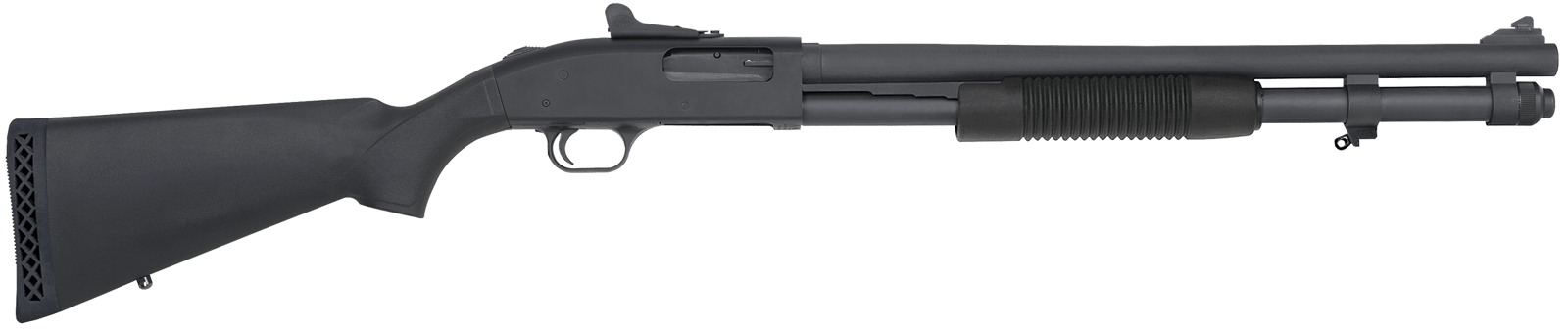 Mossberg 51663 590A1 12 Gauge Pump 3" 8+1 20" Black Parkerized Heavy-Walled Barrel, Black Parkerized Drilled & Tapped Receiver, Black Fixed Synthetic Stock
