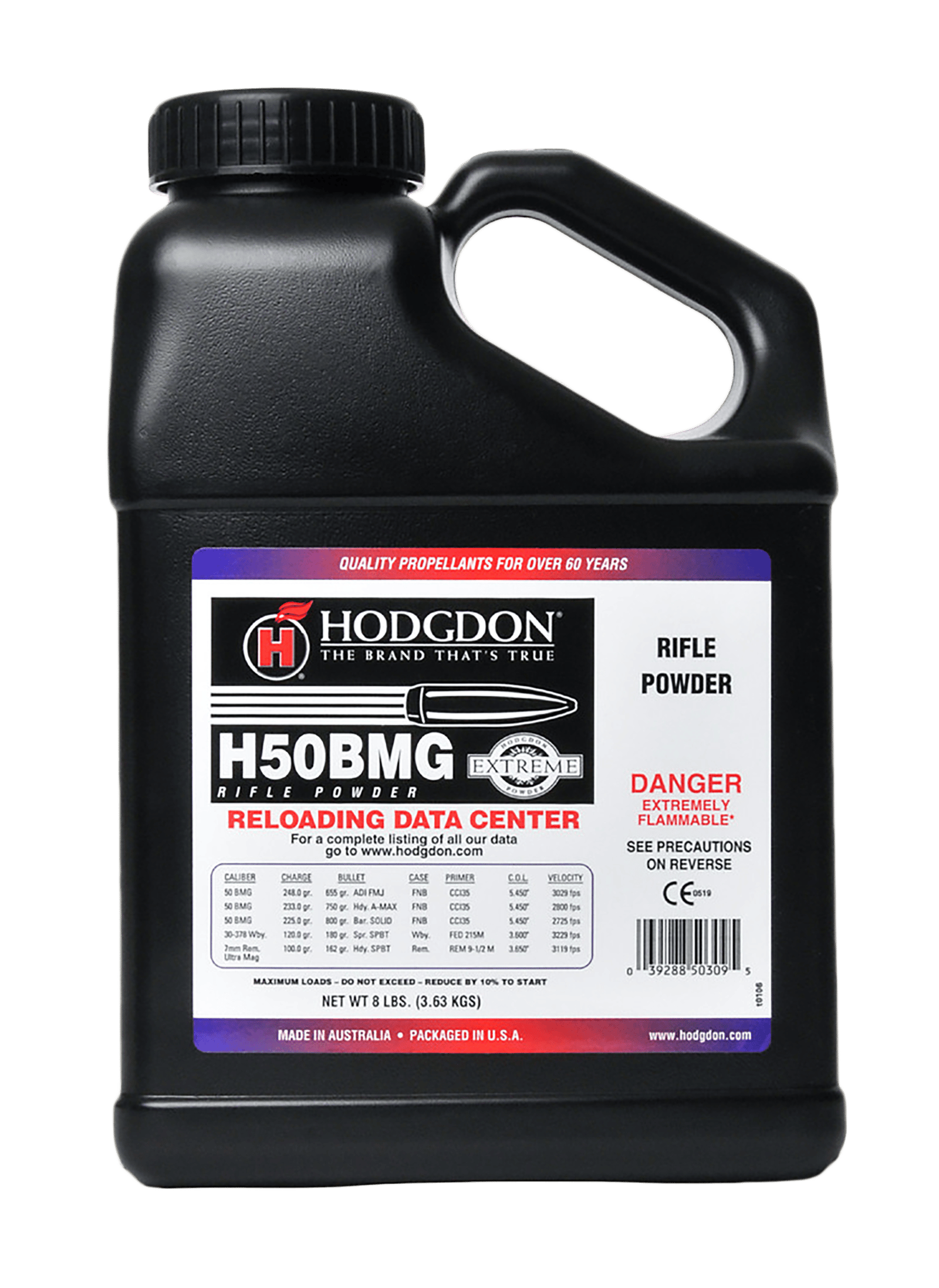 Hodgdon 50BMG8 Extreme H50BMG 50 Browning Machine Gun (BMG) 8 lbs 1 Canister