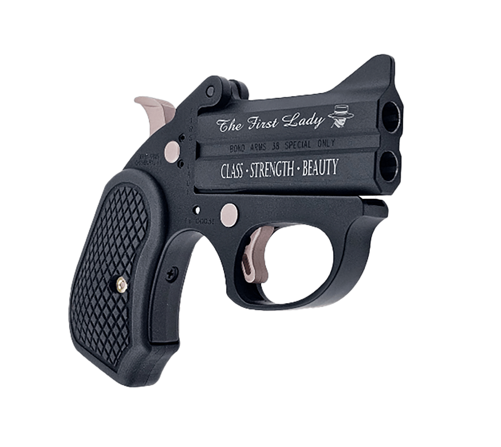 Bond Arms BAFL-BP-38SPL The First Lady Stinger RS 38 Special 2 Shot 3" Black Double Barrel Black Cerakote w/"The First Lady", "Class, Strength, Beauty" Stainless Steel Frame Black Extended B6 Resin Gr
