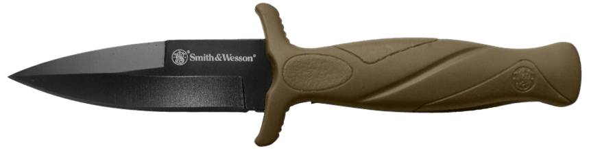 Smith & Wesson Knives 1100073 H.R.T. Flase Edge 2.75" Fixed Plain Black Oxide Stainless Steel Blade Flat Dark Earth Rubber Handle Includes Sheath