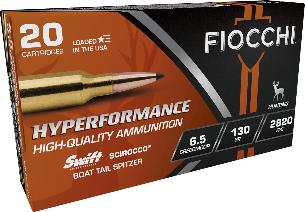Fiocchi 65CMSCA Hyperformance 6.5Creedmoor 130gr Swift Scirocco II Boat Tail Spitzer 20 Per Box/10 Case