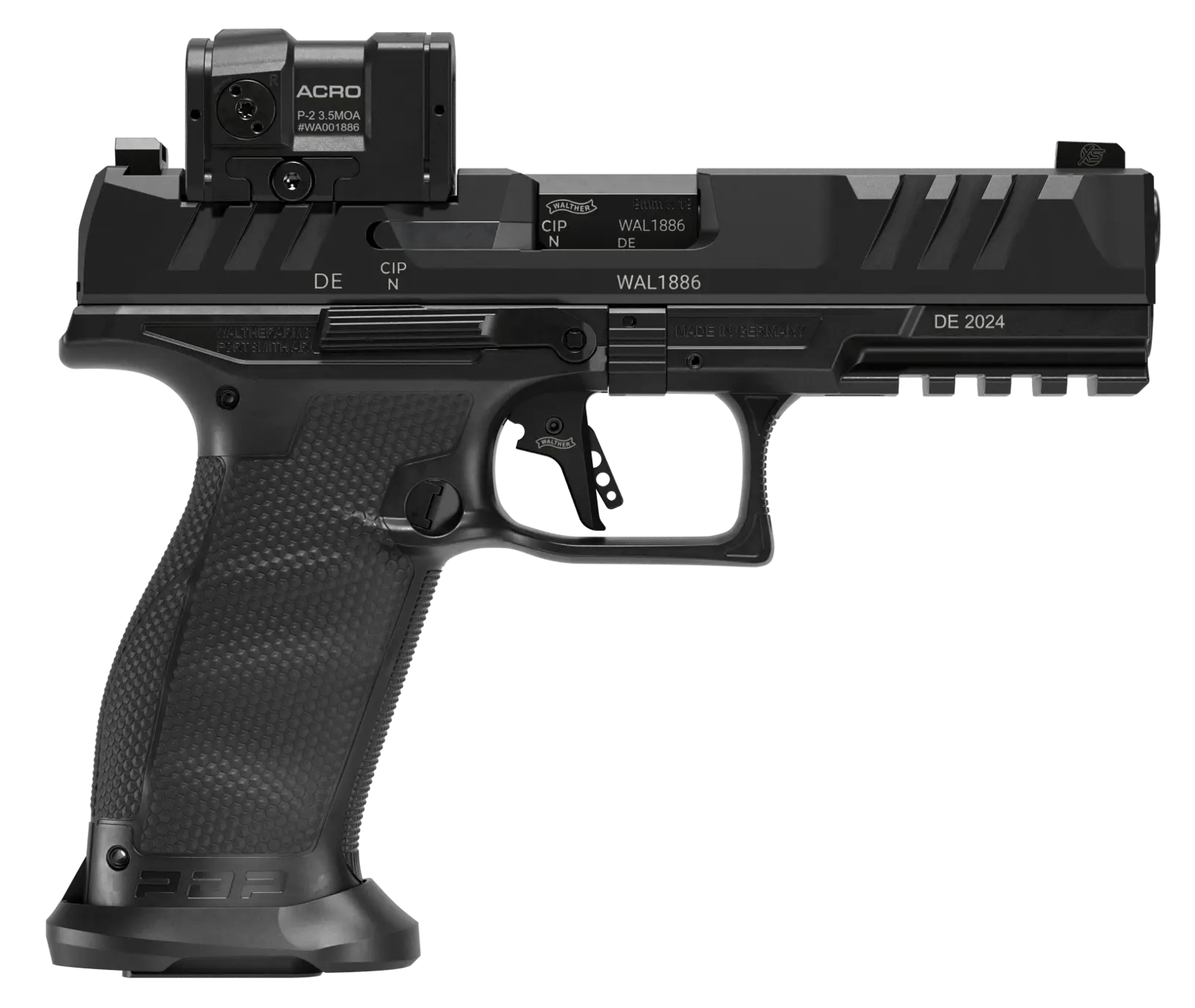 Walther Arms 2880091PRO PDP Pro ACRO Full Size 9mm Luger 10+1 4.50" Black Polygonal Rifled Barrel, Black Serrated w/Optic Slide, Black Polymer Frame w/Picatinny Rail, Textured Polymer Grip, Aimpoint A