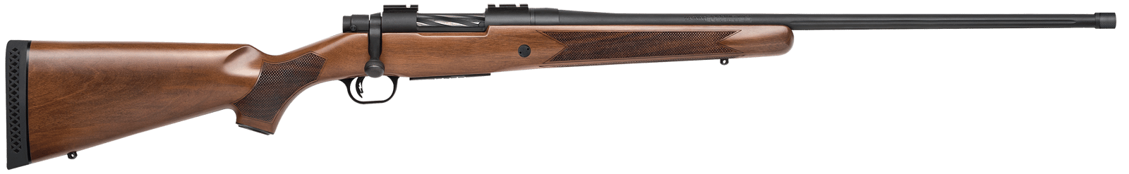 Mossberg 28236 Patriot Full Size 6.5 PRC 4+1 24" Matte Blued Fluted Threaded Barrel, Drilled & Tapped Matte Blued Stainless Steel Receiver, Walnut Fixed Stock