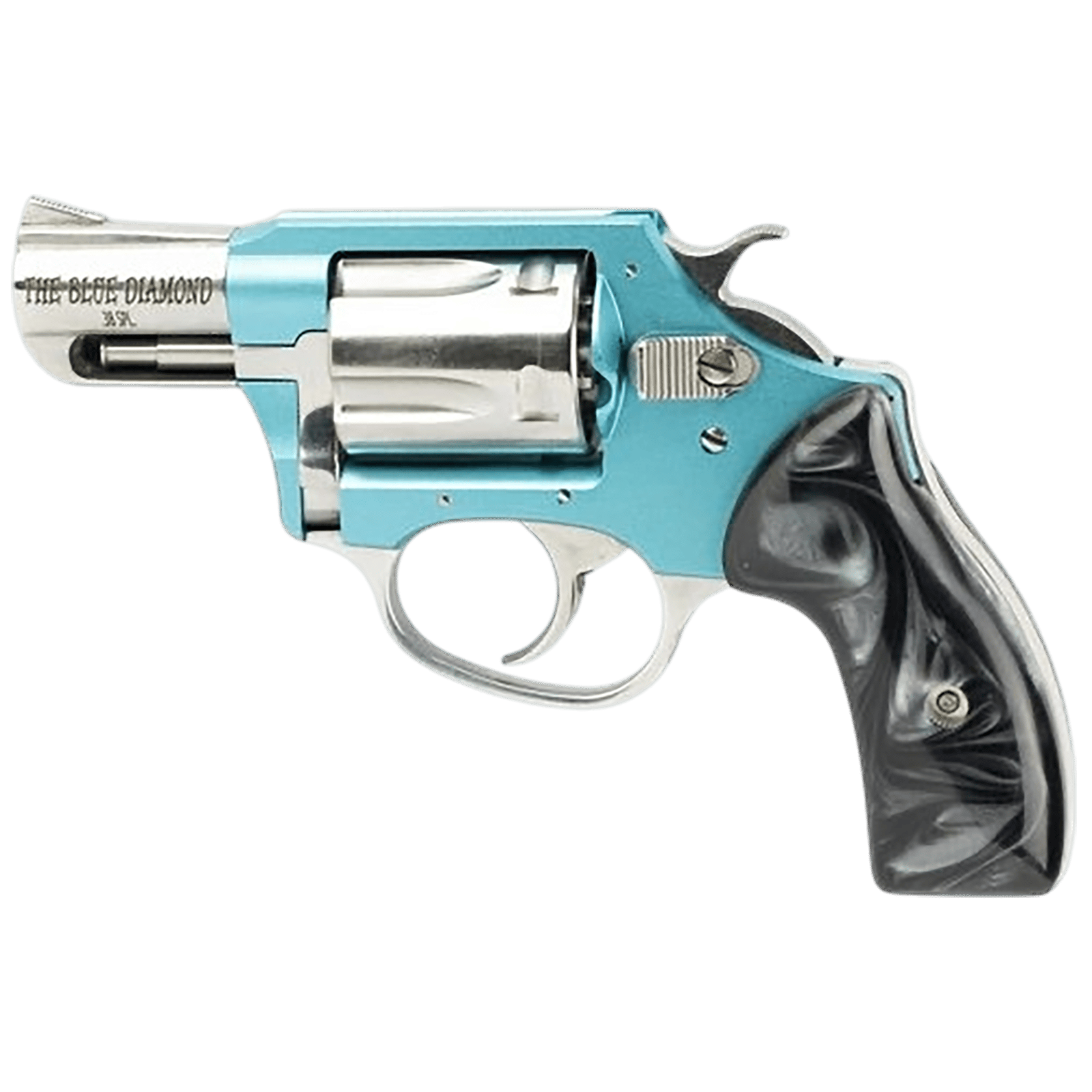 Charter Arms 53879 Undercover Lite Blue Diamond 38 Special 5rd 2" Hi-Polished Stainless Barrel/Cylinder, Aluminum Frame w/Blue Diamond Finish, Finger Grooved Black Rubber Grip