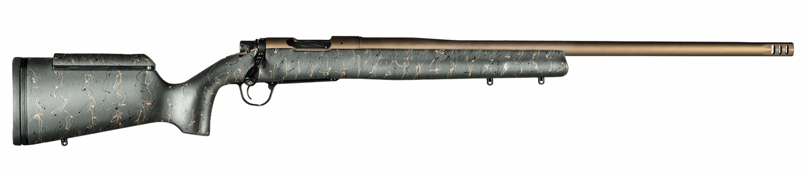 Christensen Arms 8010200701 Mesa Long Range 308 Win 4+1 16.25" Burnt Bronze Cerakote Threaded Barrel & Steel Drilled & Tapped Receiver, Green w/Black/Tan Webbing Adj Cheek Riser Polymer Stock