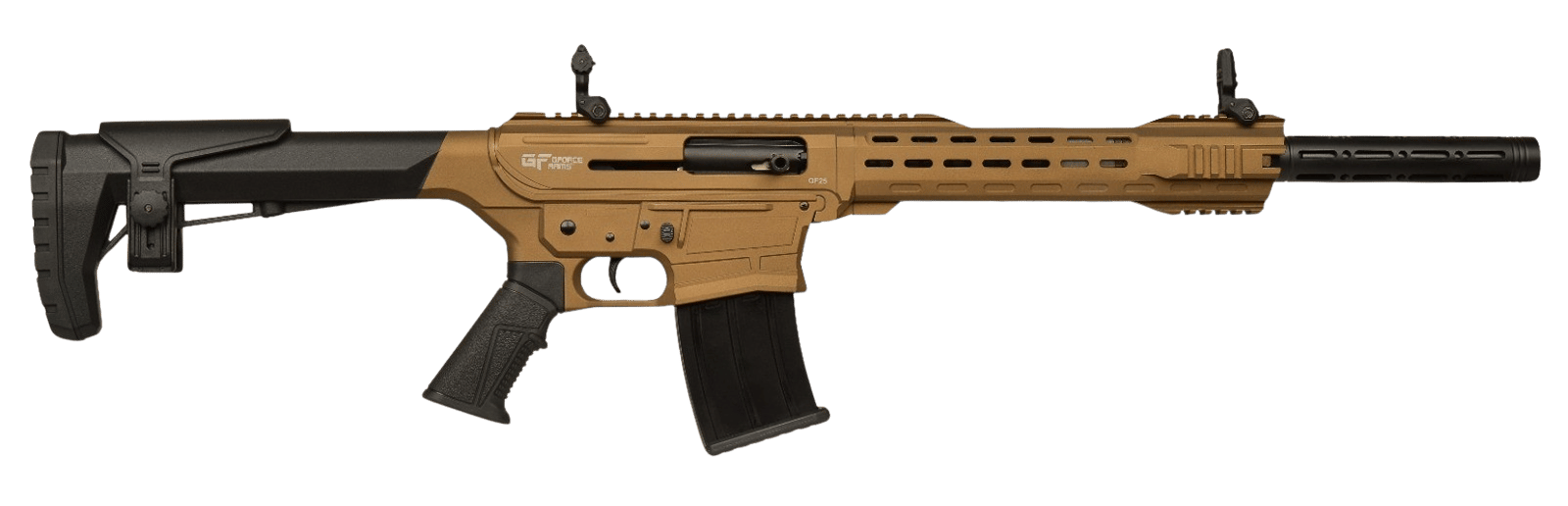 Gforce Arms GF2512BNZ GF25 12 Gauge Semi-Auto 3" 5+1 20" Bronze Cerakote Spiral Threaded Barrel, Bronze Cerakote Picatinny Rail Aluminum Receiver, Adjustable Black Synthetic Stock w/Black Rubber Grip