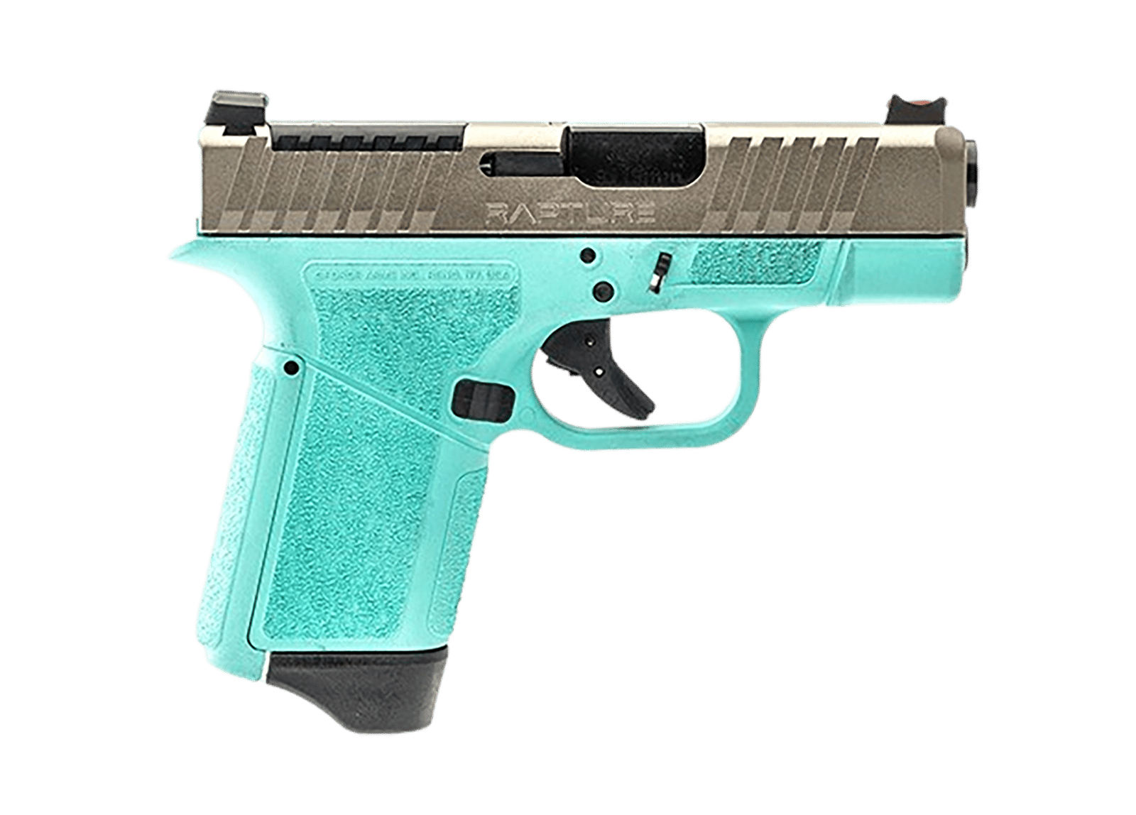 Gforce Arms GF932512RN Rapture Sub-Compact Frame 9mm Luger 12+1 3.25" Black Barrel, Nickel Steel Optic Cut/Serrated Slide, Robin Egg Blue Cerakote Polymer Frame, Shield RMSc/RMR Footprint