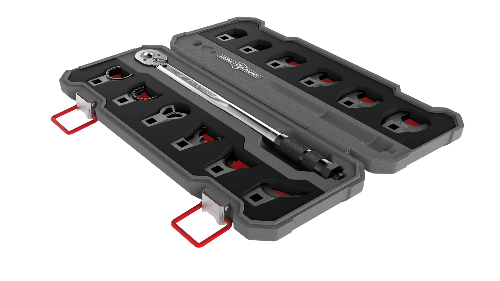 Real Avid AVMF13WS Master -Fit 13 Piece Crowfoot Wrench Set Gray/Red AR-Platform Heavy Duty Torque Wrench Handle 13 Pieces