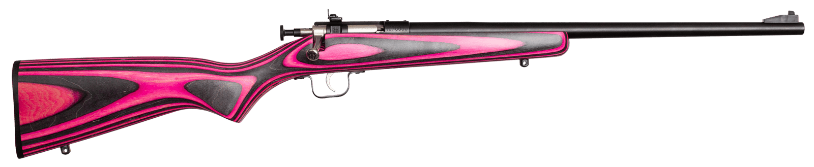 Crickett KSA2226 Youth 22 LR 1rd 16.12" Stainless Steel Barrel, Fixed Front/Adjustable Rear Peep Sights, Pink/Black Laminate Stock w/11.5" LOP, Rebounding Firing Pin Safety