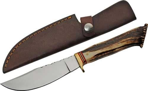 SZCO STEEL STAG 5" STAG HUNTER DEER ANTLER HANDLE SS BLADE