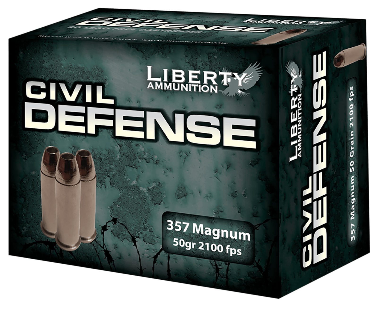Liberty Ammunition LACD357030 Civil Defense 357Mag 50gr Lead Free Fragmenting Hollow Point 20 Per Box/50 Case