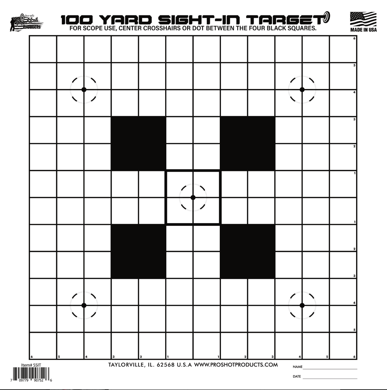 Pro-Shot SSIT12PK Sight-In Hanging Heavy Paper 100yds 14" x 14" Black/White 12 Pack