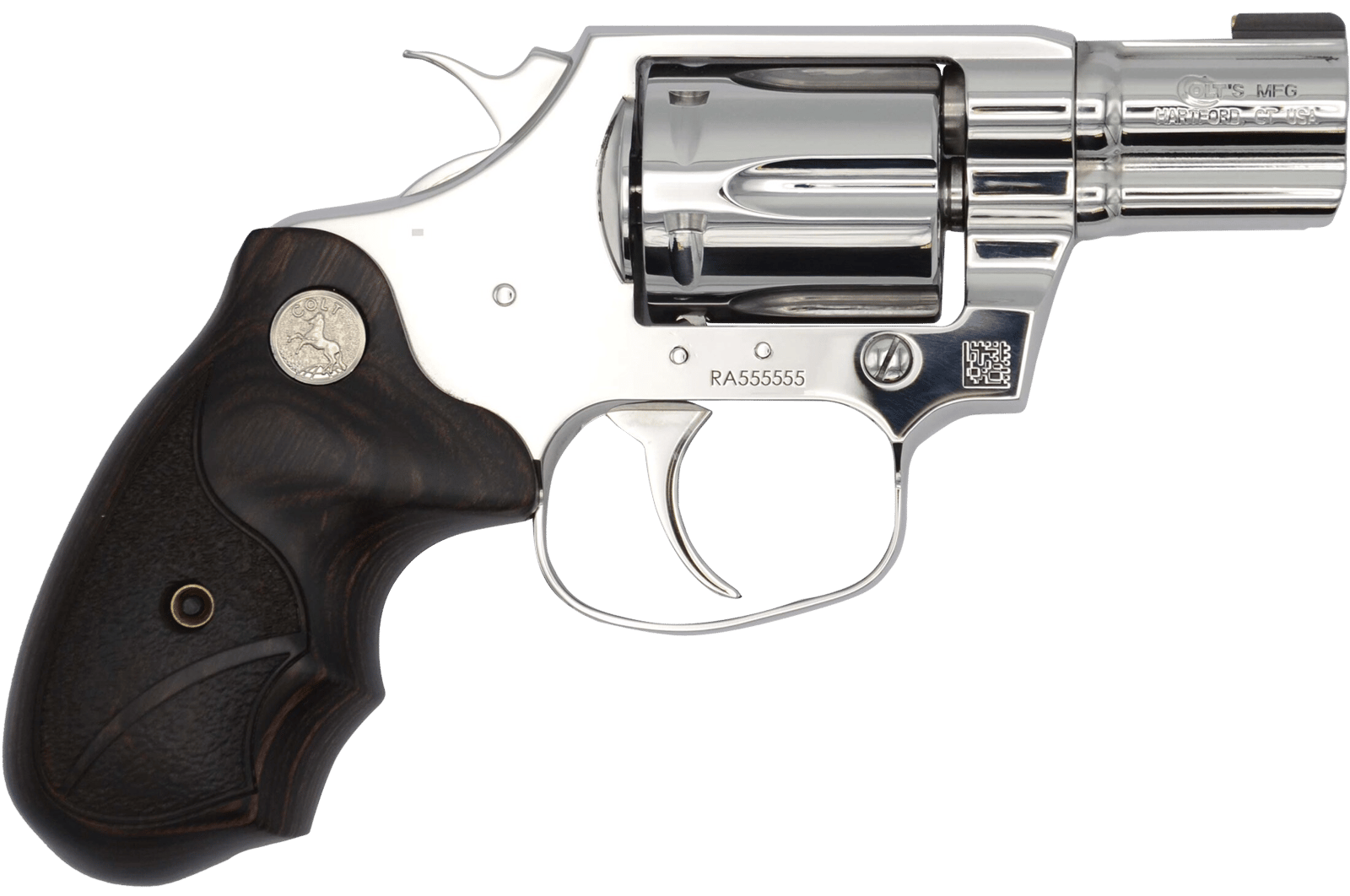 Colt Mfg COBRASS2BB Cobra Bright 38 Special +P 6 Shot 2" Mirror Polished Stainless Steel Barrel, Cylinder Mirror & Frame, Black Hogue Rubber w/Finger Grooves Grip
