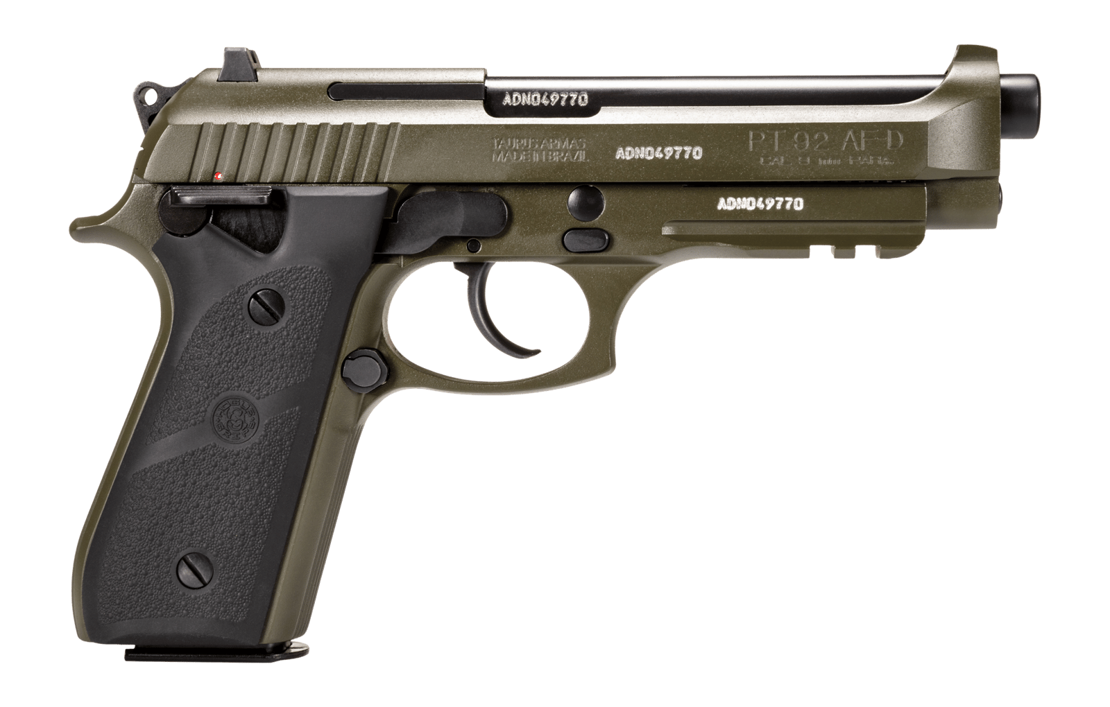 Taurus 1-92015T-H 92 Full Size 9mm Luger 17+1 5" Matte Black Stainless Steel Barrel, OD Green Cerakote Alloy Steel Serrated Slide, OD Green Cerakote Aluminum Frame w/Beavertail & Picatinny Rail, Blac