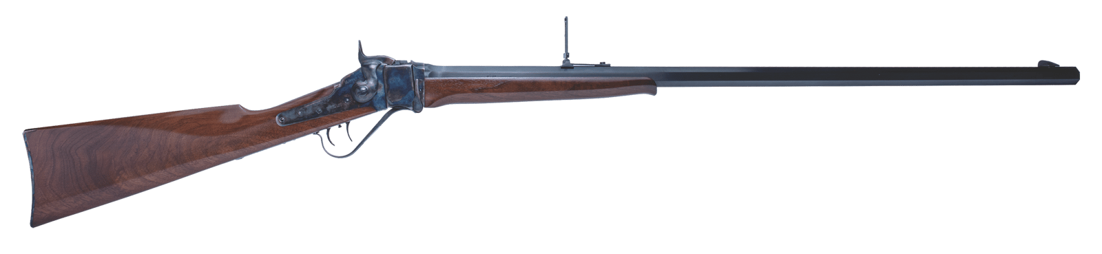 Cimarron AS150 1874 Sharps Sporting 45-70 Gov 1rd 32" Blued Barrel, Color Case Hardened Receiver, Walnut Fixed Straight Stock
