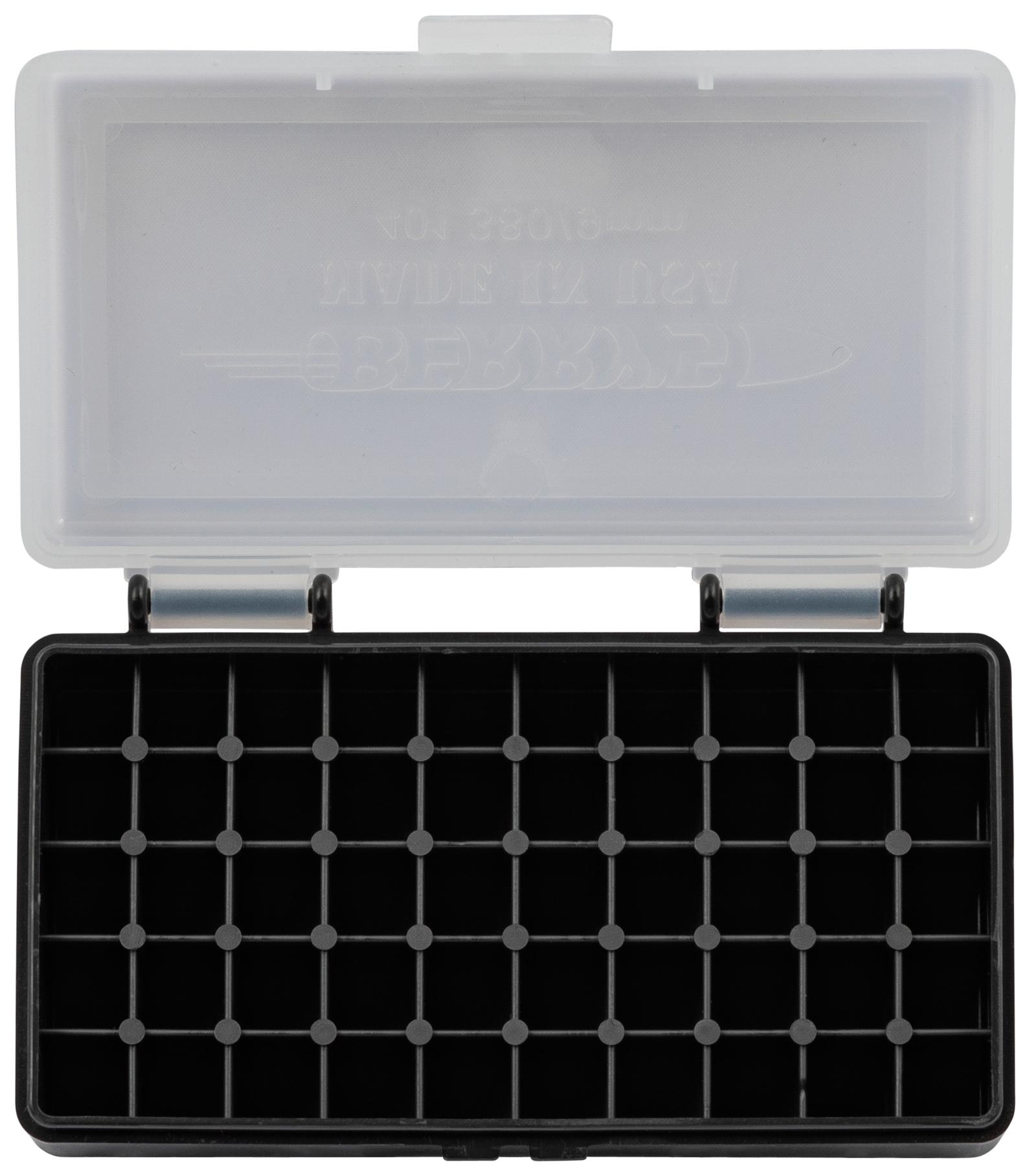 Berry's 71933 Ammo Box 9mm/380ACP Clear/Black Polypropylene 50rd