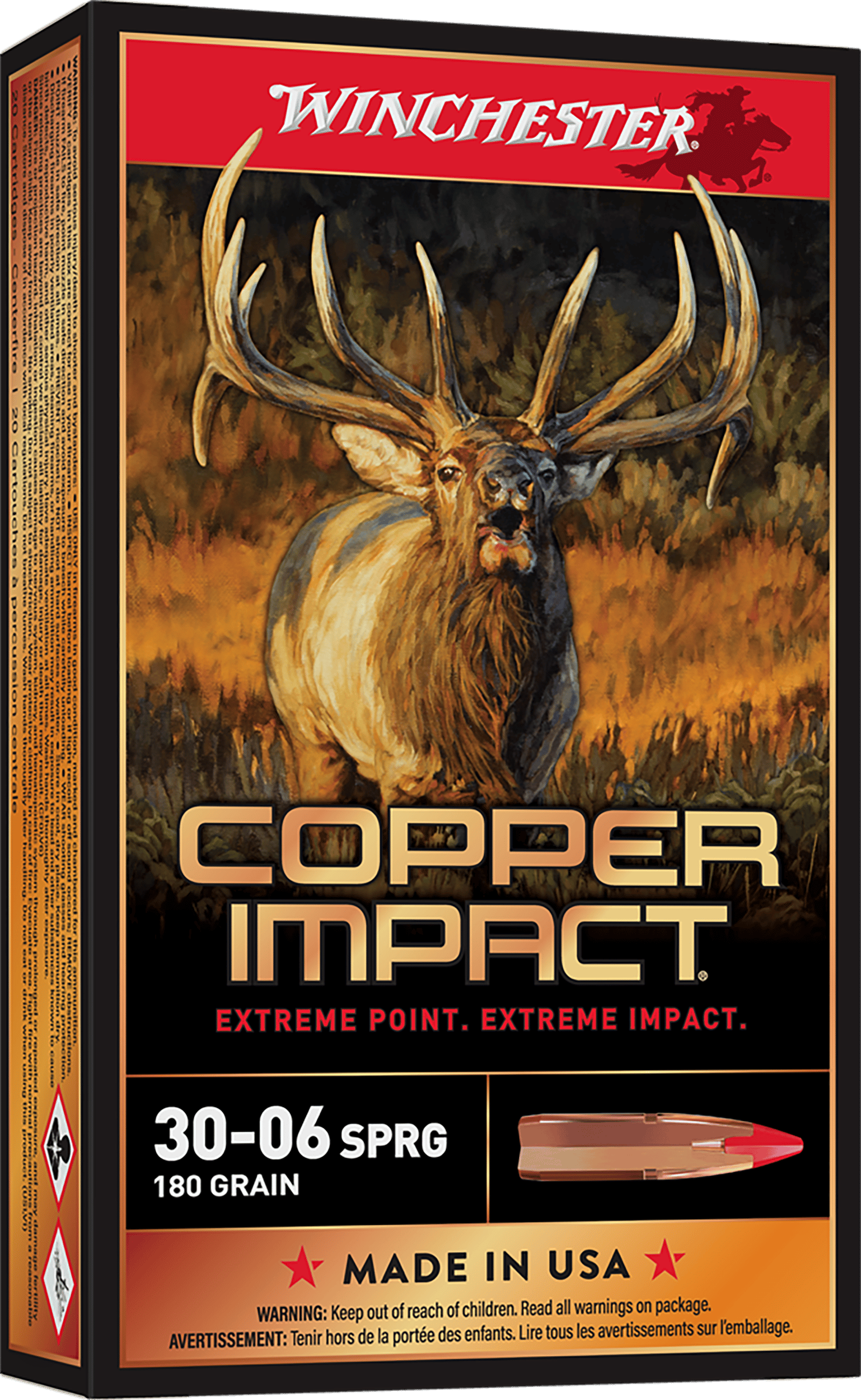 Winchester Ammo X3006CLF2 Copper Impact 30-06Springfield 180gr Copper Extreme Point Lead Free 20 Per Box/10 Case