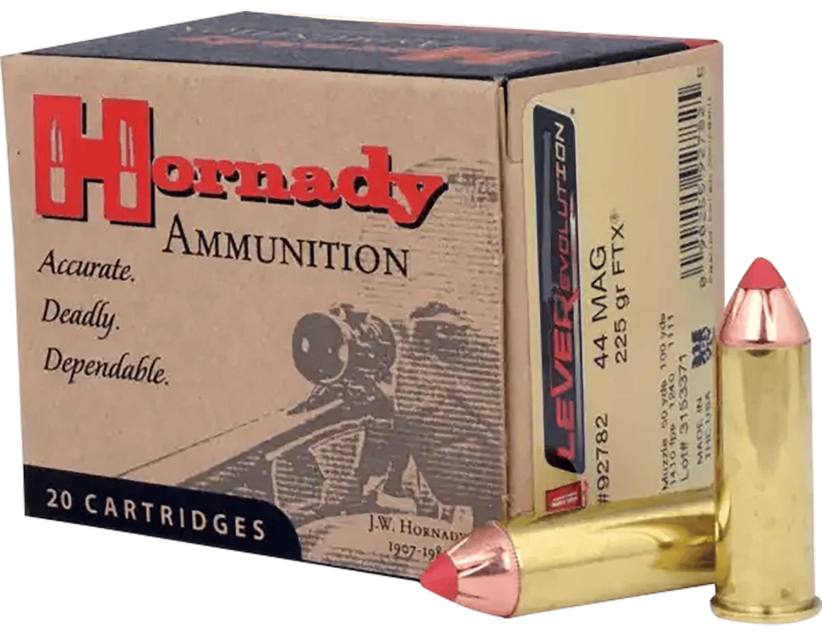 Hornady 92782 LEVERevolution 44RemMag 225gr Hornady Flex Tip eXpanding 20 Per Box/10 Case