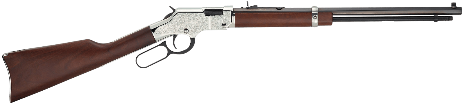 Henry H004SEV Silver Eagle Full Size 17 HMR 11+1 20" Blued Octagon Barrel, Nickel-Plated Steel Receiver, American Walnut Stock Right Hand
