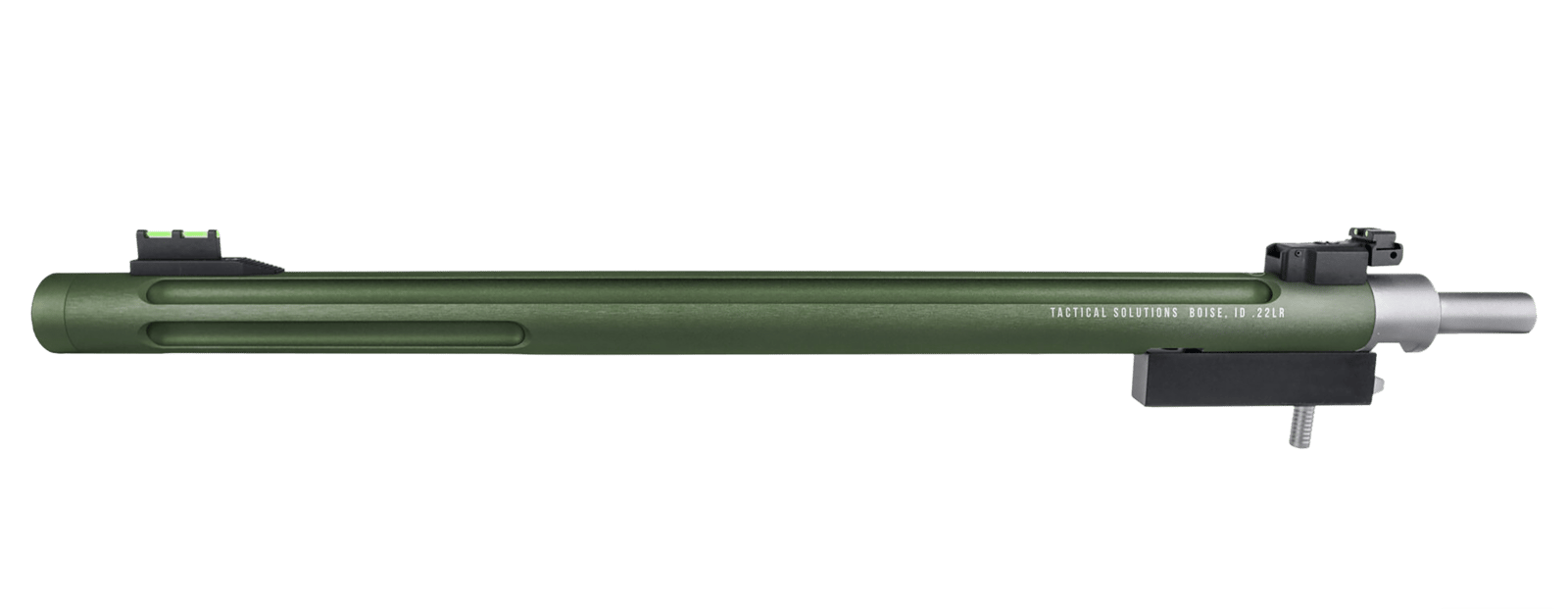 Tactical Solutions 1022TDMOD X-Ring Barrel 22 LR 16.50" OD Green Matte Finish Aluminum Material Bull with Fluting, Threading & Sights for Ruger 10/22 Takedown