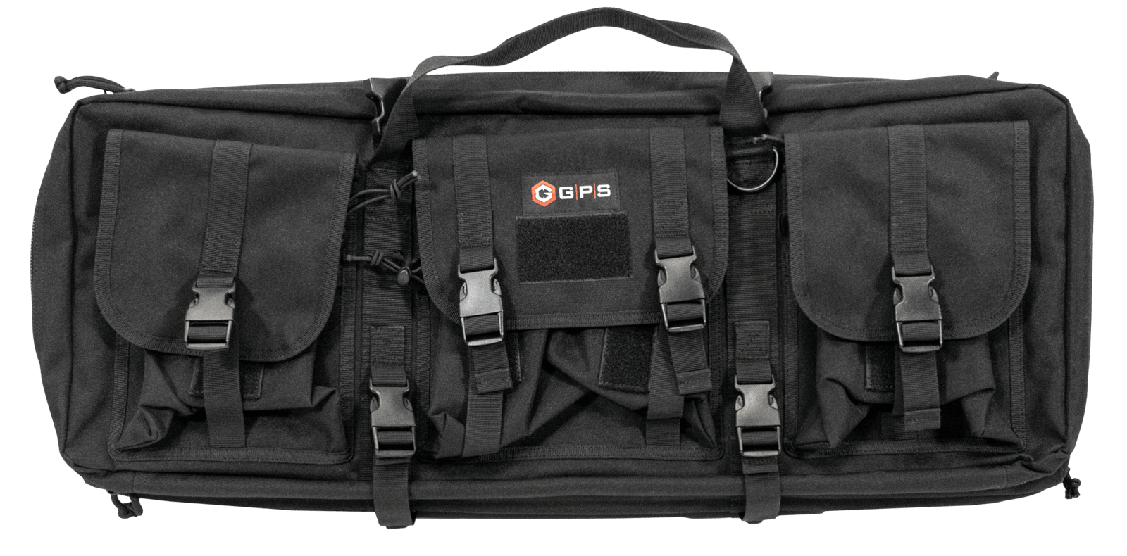 GPS Bags DRC28 Double Rifle Case Black 600D Polyester w/ 2 Padded Pistol Sleeves MOLLE Webbing & Lockable Zippers