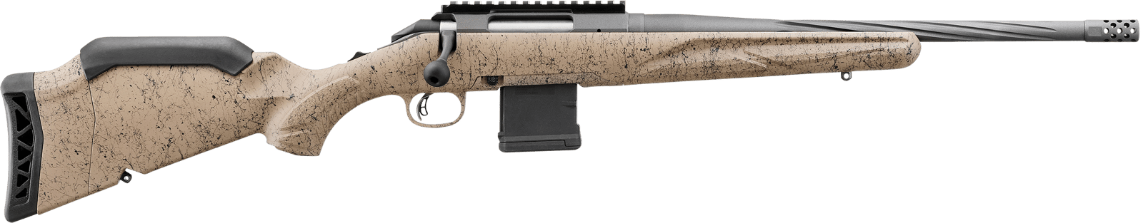 Ruger 46919 American II Ranch 5.56 NATO 10+1 16.10" Cobalt Cerakote Spiral Fluted Threaded Barrel & Alloy Steel Receiver w/Picatinny Rail, Flat Dark Earth Splatter Adj LOP Synthetic Stock