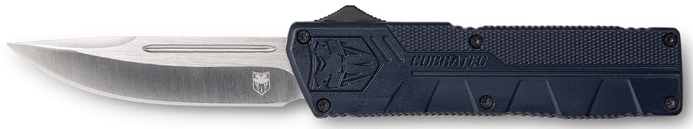 CobraTec Knives NYCTLWDNS Lightweight 3.25" OTF Drop Point Plain D2 Steel Blade/NYPD Blue Aluminum Handle Includes Pocket Clip