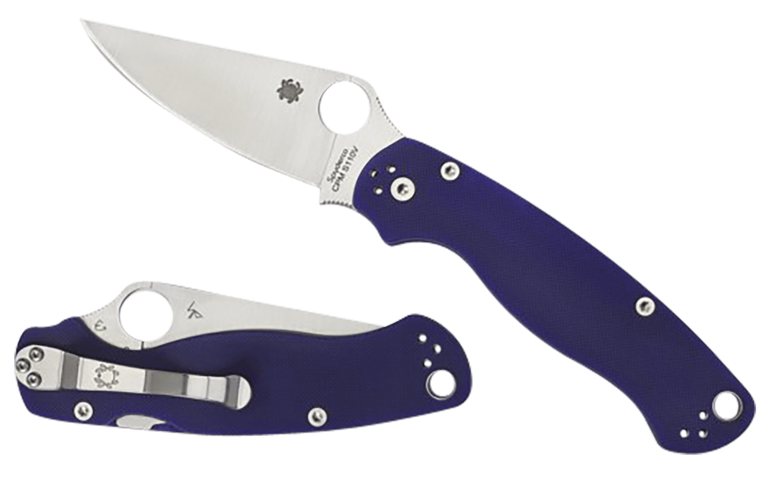 Spyderco C81GPDBL2 Para Military 2 3.42" Folding Plain Satin CPM S110V Blade/Dark Blue Textured G10 Handle Includes Pocket Clip