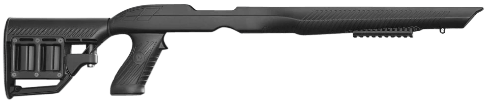 ADAPTIVE TACTICAL 1081039 Tac-Hammer RM4 Black Synthetic, Adjustable Stock with Magazine Compartments, Removable Barrel Inserts, Stowaway Accessory Rail, Fits Ruger 10/22 (Most Barrel Contours)