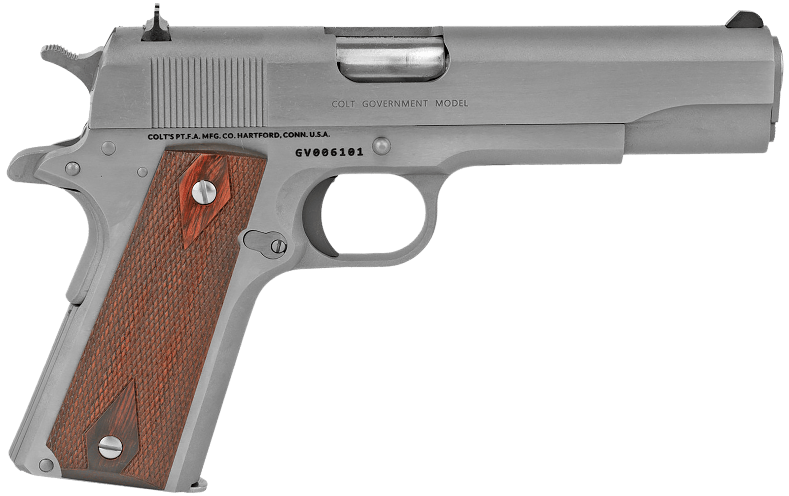 Colt Mfg O1911CSS38 1911 Government 38 Super 9+1 5" Stainless National Match Barrel, Serrated Stainless Steel Slide & Frame w/Beavertail, Diamond Checkered Rosewood
