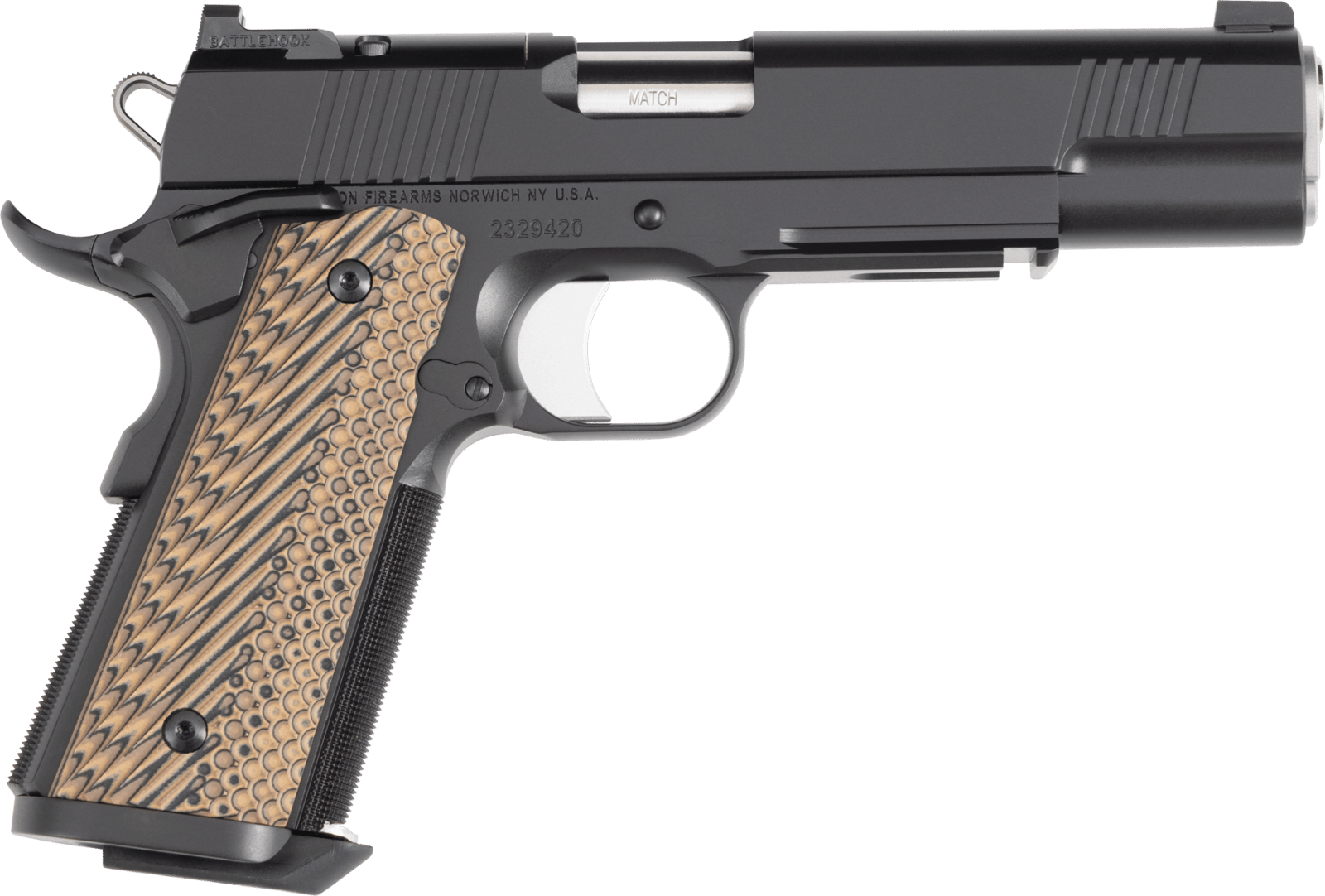 Dan Wesson 01794 Specialist Full Size Frame 10mm Auto 8+1 5" Stainless Match Grade Barrel, Black Duty Optics Ready/Serrated Steel Slide, Black Duty Steel Frame w/Picatinny Rail, Black/Brown G10 Grip