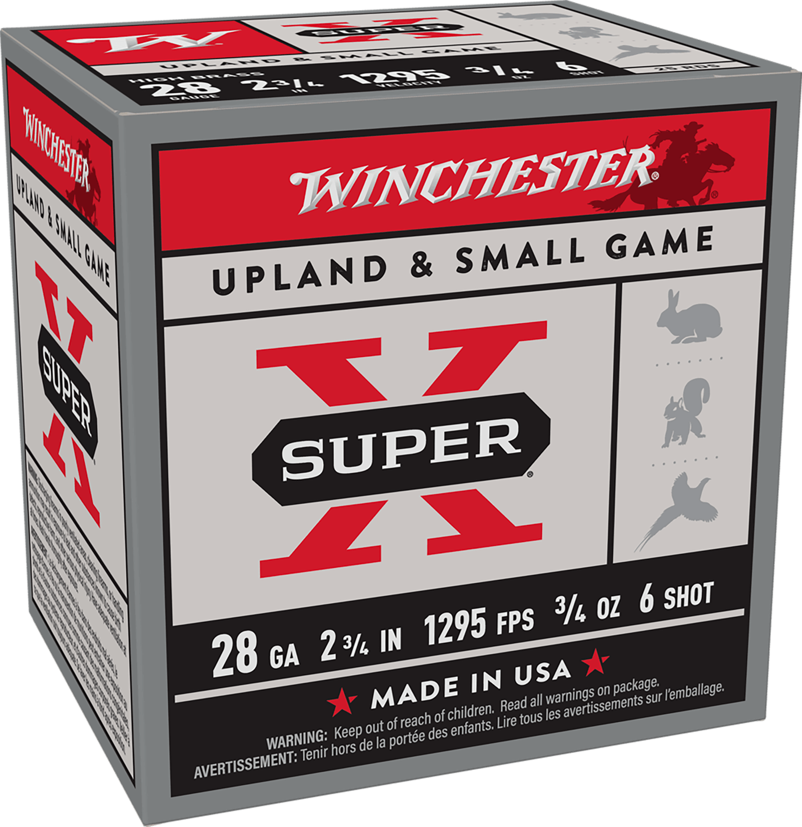 Winchester Ammo X286 Super X Heavy Game Load High Brass 28Gauge 2.75" 3/4oz 6Shot 25 Per Box/10 Case